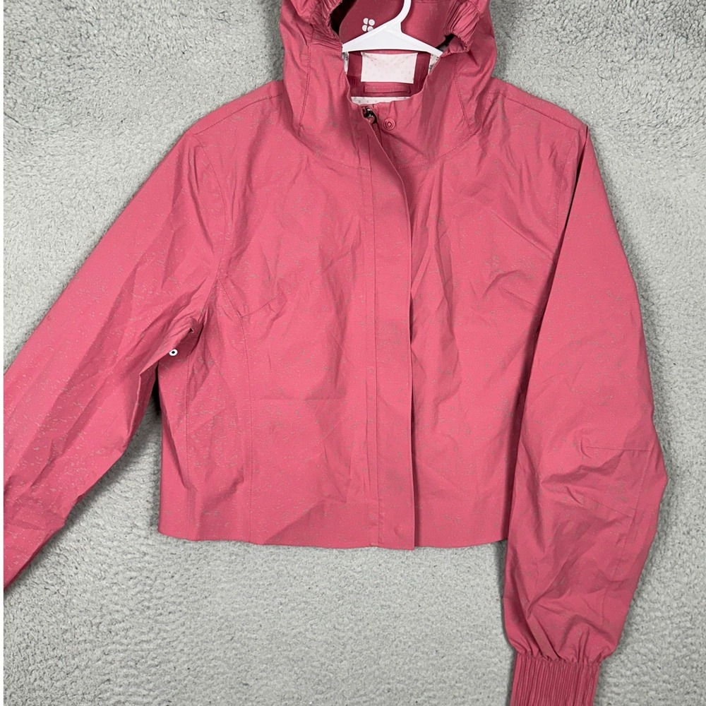 Sweaty Betty Jacket Womens Small Pink Cropped Hooded Running Windbreaker EUC